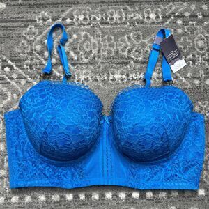 Cacique NWT Bra Boost Balconette Seriously Sexy Collection 44DD Blue Lace